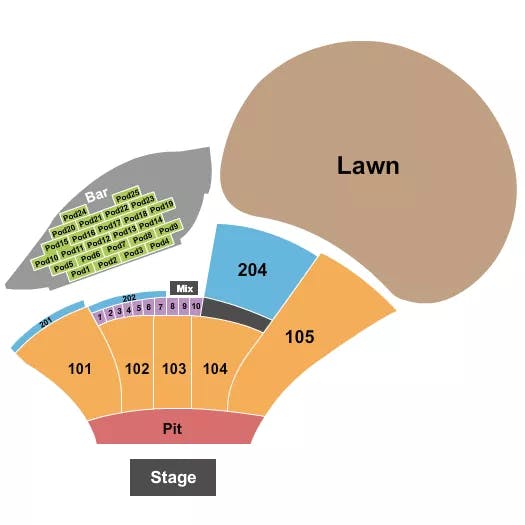  ENDSTAGE WITH PODS PIT Seating Map Seating Chart