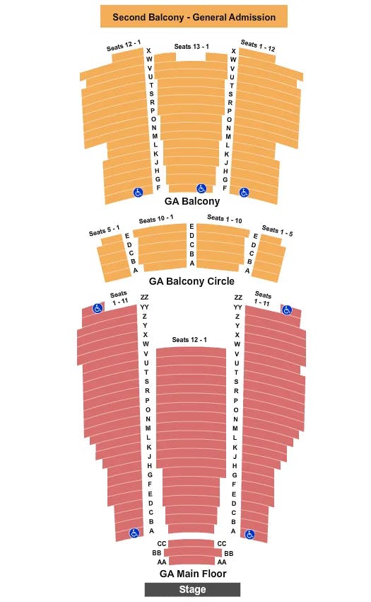 MOORE THEATRE WA GA FLOOR GA BALC Seating Map Seating Chart