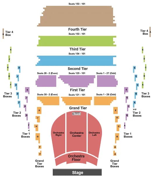 NEW JERSEY PERFORMING ARTS CENTER PRUDENTIAL HALL ENDSTAGE GA FLOOR Seating Map Seating Chart