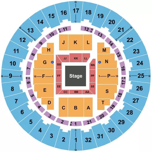 NEAL S BLAISDELL CENTER ARENA CENTER STAGE Seating Map Seating Chart