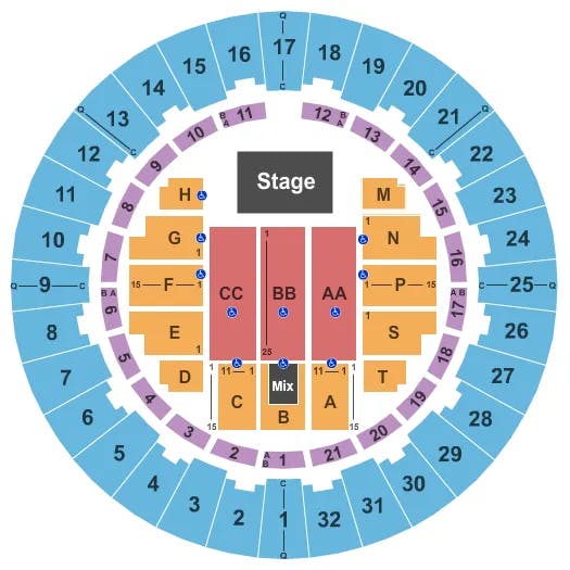 NEAL S BLAISDELL CENTER ARENA ENDSTAGE 2 Seating Map Seating Chart