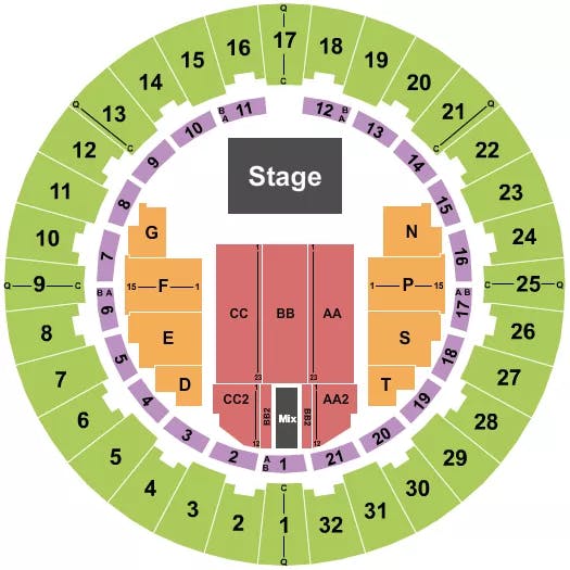 NEAL S BLAISDELL CENTER ARENA ENDSTAGE 3 Seating Map Seating Chart