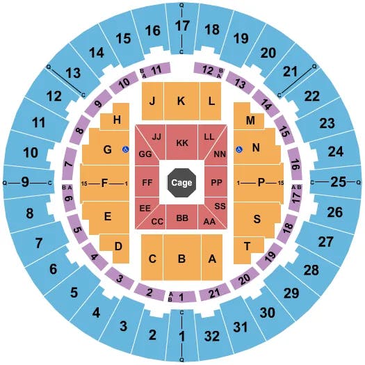 NEAL S BLAISDELL CENTER ARENA FIGHT NIGHT Seating Map Seating Chart