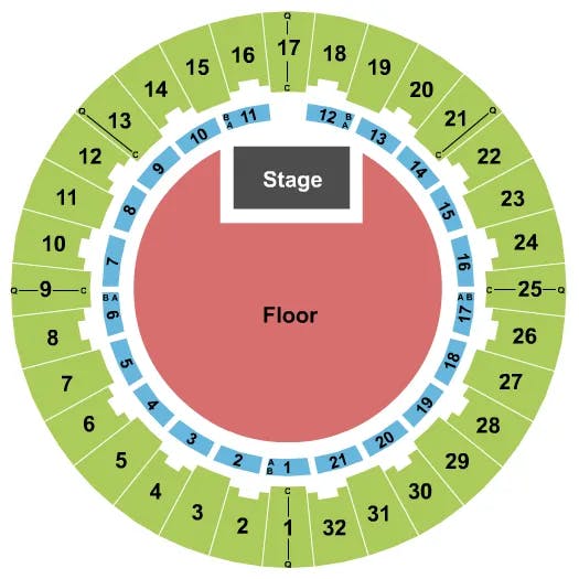 NEAL S BLAISDELL CENTER ARENA GA FLOOR 2 Seating Map Seating Chart