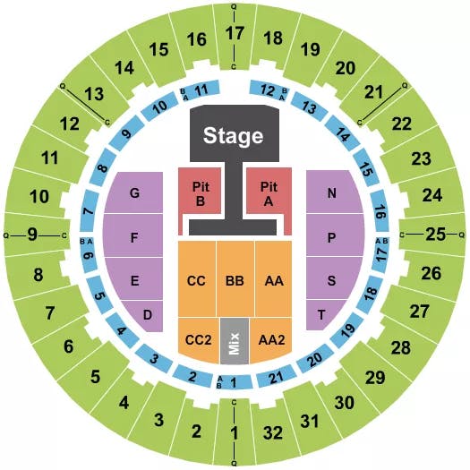 NEAL S BLAISDELL CENTER ARENA OLD DOMINION Seating Map Seating Chart