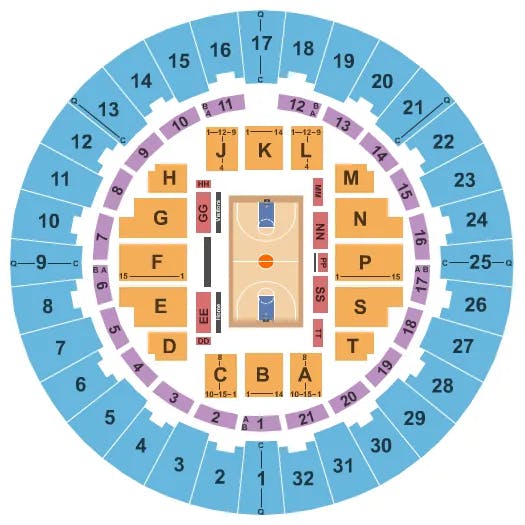 NEAL S BLAISDELL CENTER ARENA BASKETBALL Seating Map Seating Chart