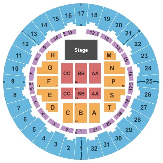 NEAL S BLAISDELL CENTER ARENA ENDSTAGE Seating Map Seating Chart
