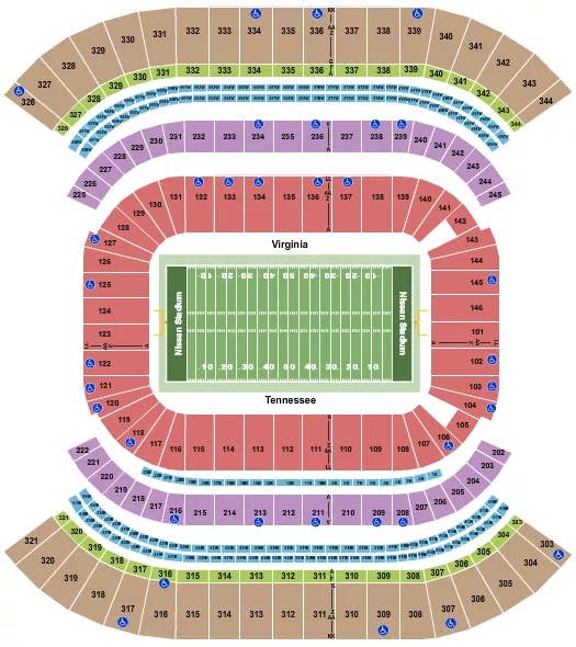 NISSAN STADIUM NASHVILLE FOOTBALL COLLEGE Seating Map Seating Chart