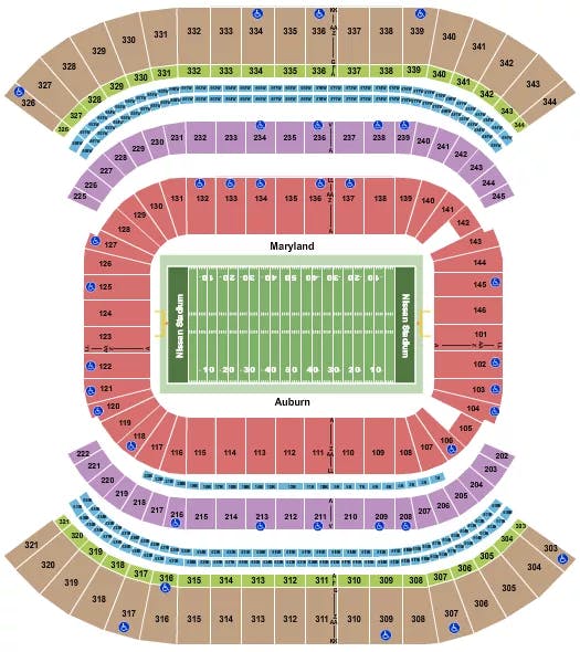 NISSAN STADIUM NASHVILLE FOOTBALL MUSIC CITY BOWL Seating Map Seating Chart