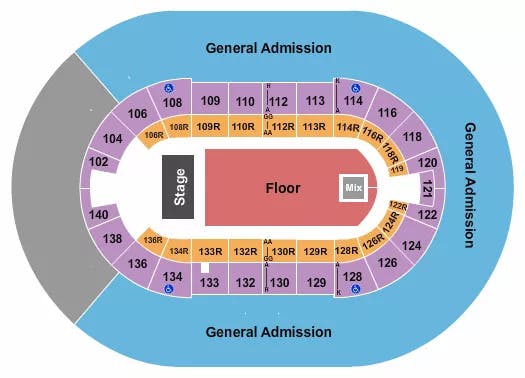  ENDSTAGE GA FLOOR UPPER BOWL Seating Map Seating Chart