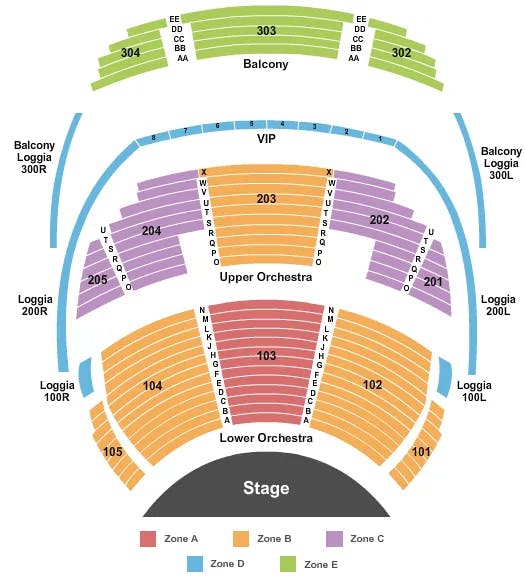 O THEATER BELLAGIO END STAGE INT ZONE Seating Map Seating Chart
