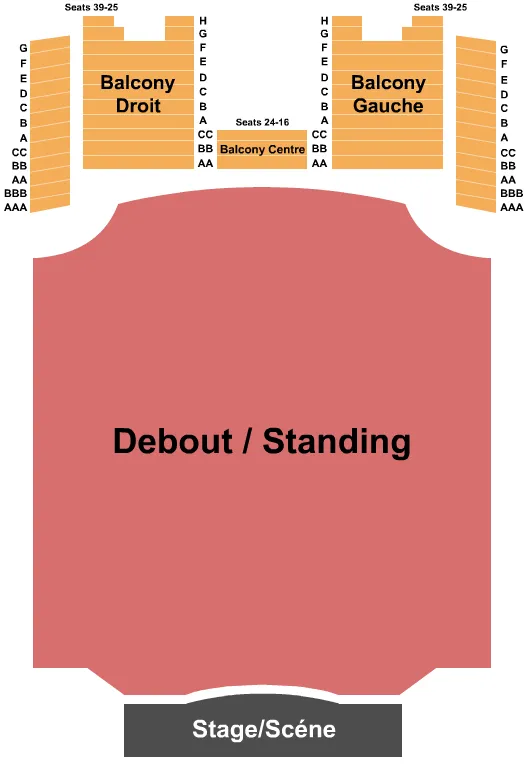 OLYMPIA THEATRE MONTREAL END STAGE GA FLOOR Seating Map Seating Chart