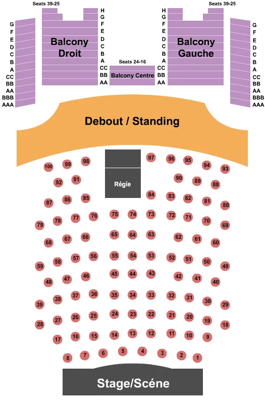 OLYMPIA THEATRE MONTREAL ENDSTAGE TABLES 2 Seating Map Seating Chart