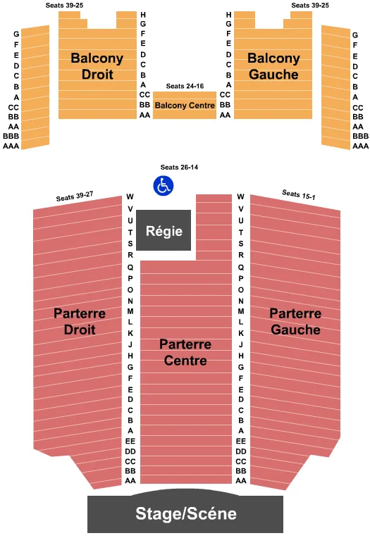 OLYMPIA THEATRE MONTREAL END STAGE Seating Map Seating Chart