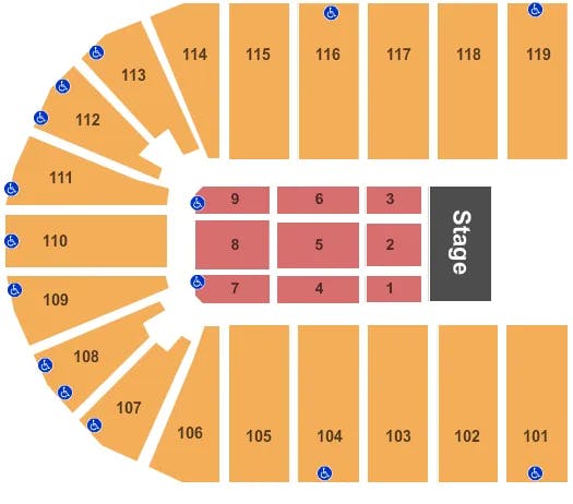 ORLEANS ARENA THE ORLEANS HOTEL END STAGE Seating Map Seating Chart
