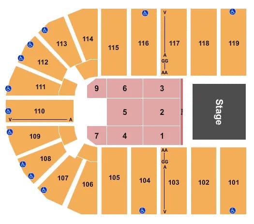 ORLEANS ARENA THE ORLEANS HOTEL ENDSTAGE 5 Seating Map Seating Chart