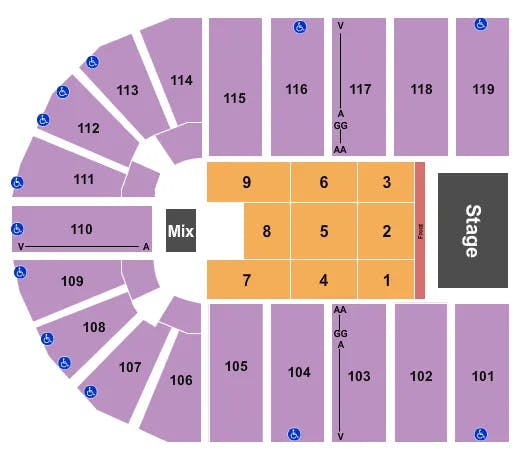 ORLEANS ARENA THE ORLEANS HOTEL ENDSTAGE 6 Seating Map Seating Chart