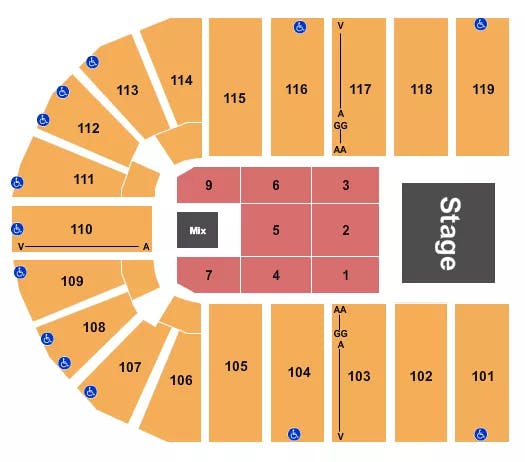 ORLEANS ARENA THE ORLEANS HOTEL ENDSTAGE 8 Seating Map Seating Chart