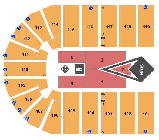 ORLEANS ARENA THE ORLEANS HOTEL FOR KING AND COUNTRY 2022 Seating Map Seating Chart