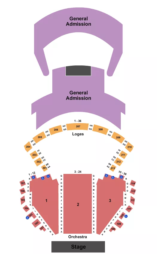 ORPHEUM THEATER NEW ORLEANS ENDSTAGE GA GALLERY BALCONY Seating Map Seating Chart