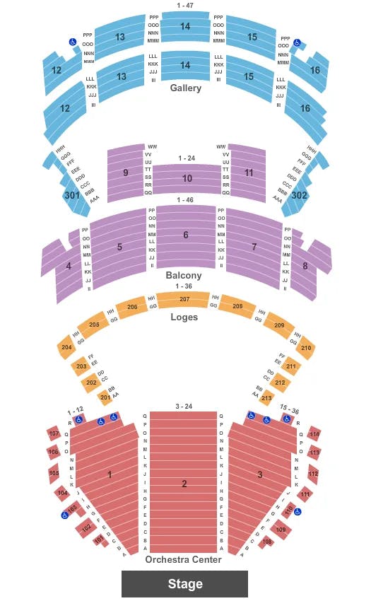 ORPHEUM THEATER NEW ORLEANS END STAGE Seating Map Seating Chart