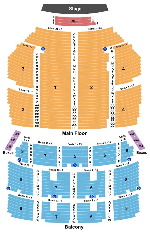 ORPHEUM THEATRE MINNEAPOLIS END STAGE Seating Map Seating Chart