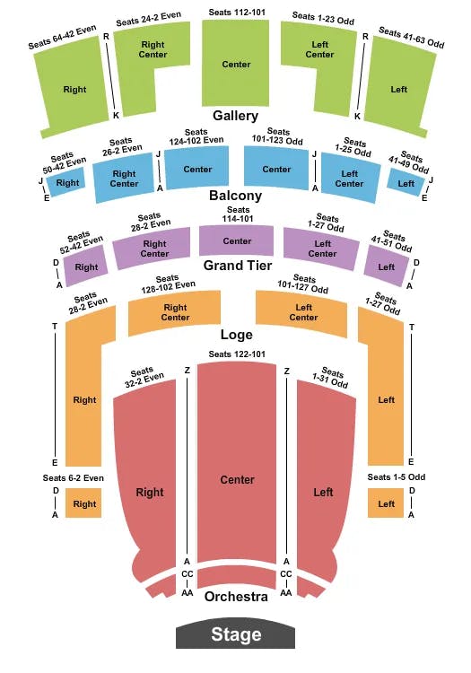 ORPHEUM THEATRE OMAHA END STAGE Seating Map Seating Chart
