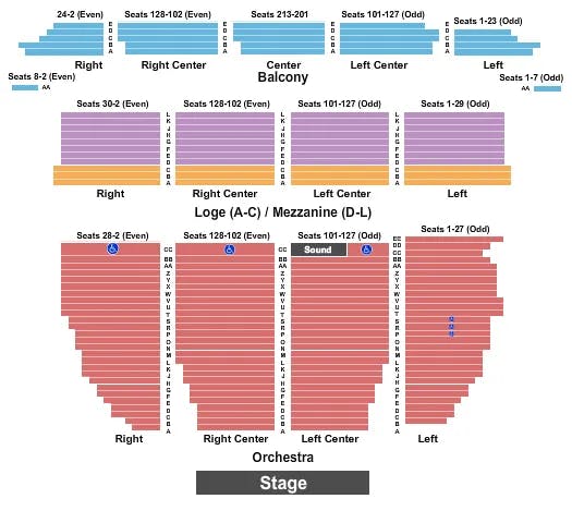 ORPHEUM THEATRE SAN FRANCISCO ENDSTAGE 1 Seating Map Seating Chart
