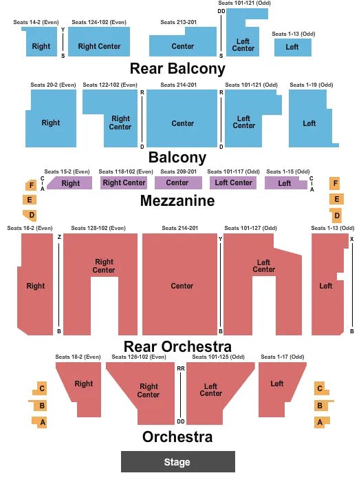 ORPHEUM THEATRE BOSTON END STAGE Seating Map Seating Chart