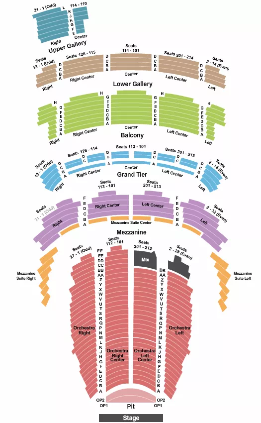 ORPHEUM THEATRE MEMPHIS ENDSTAGE PIT Seating Map Seating Chart