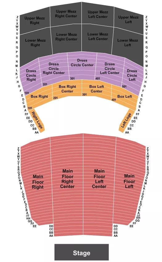 ORPHEUM THEATRE SIOUX CITY ENDSTAGE NO MEZZ Seating Map Seating Chart