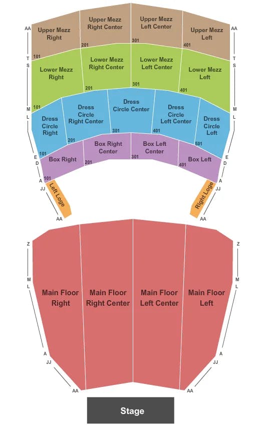 ORPHEUM THEATRE SIOUX CITY END STAGE Seating Map Seating Chart
