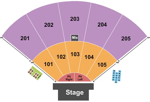 OZARKS AMPHITHEATER MISSOURI ENDSTAGE PIT LR Seating Map Seating Chart