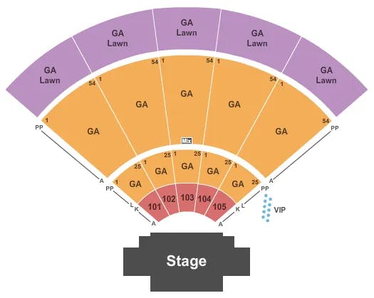 OZARKS AMPHITHEATER MISSOURI ENDSTAGE FRONT RES REAR GA Seating Map Seating Chart