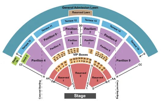 PNC MUSIC PAVILION CHARLOTTE END STAGE Seating Map Seating Chart