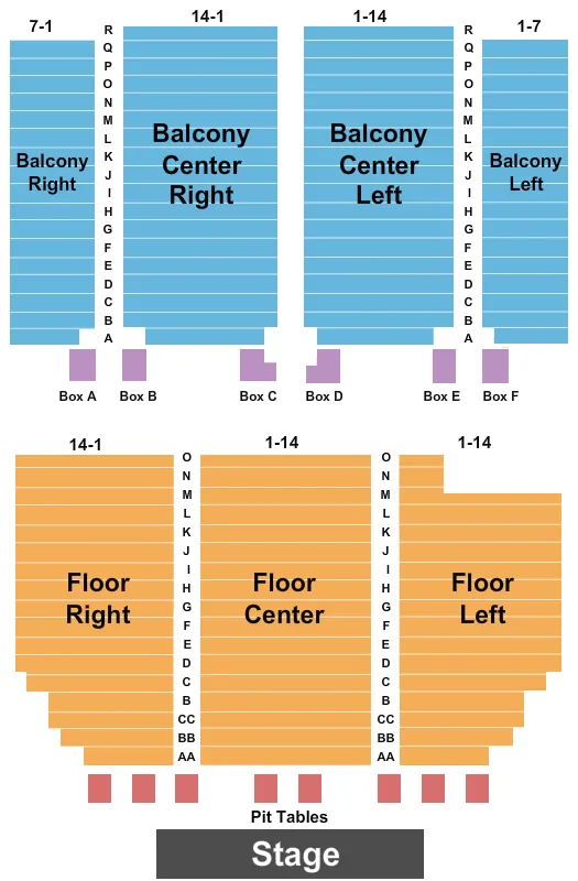  ENDSTAGE PIT TABLES Seating Map Seating Chart