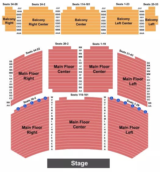 PARAMOUNT THEATRE AURORA END STAGE Seating Map Seating Chart