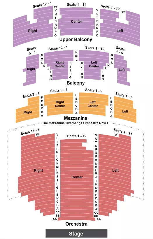 PARAMOUNT THEATRE AUSTIN TX END STAGE Seating Map Seating Chart