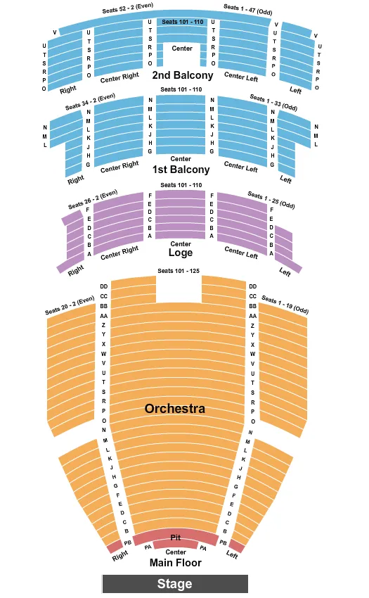 PARAMOUNT THEATRE CEDAR RAPIDS END STAGE Seating Map Seating Chart