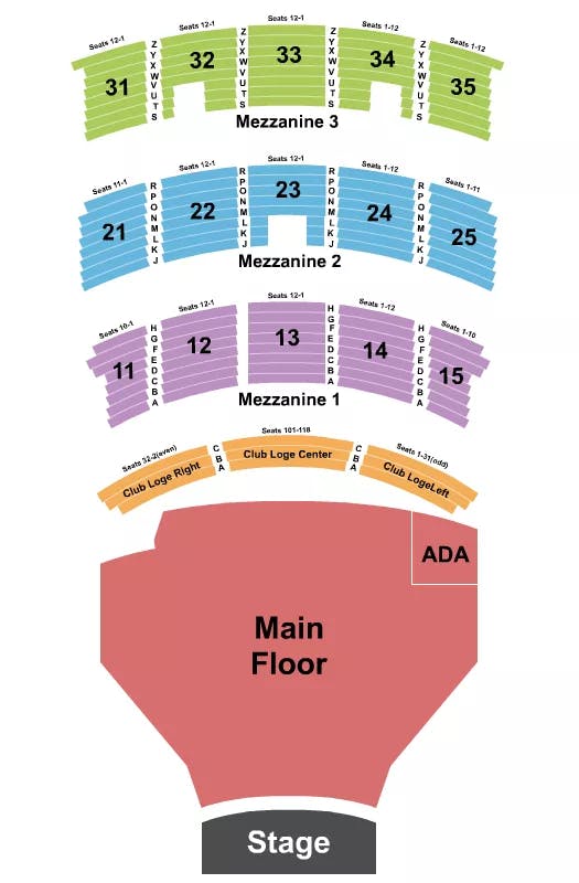 PARAMOUNT THEATRE SEATTLE ENDSTAGE GA FLOOR GA BALCONY 3 Seating Map Seating Chart