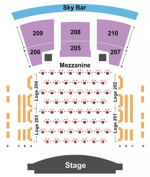 PARAMOUNT THEATRE HUNTINGTON CABARET TABLES Seating Map Seating Chart