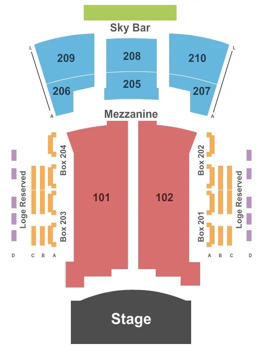 PARAMOUNT THEATRE HUNTINGTON END STAGE 2 Seating Map Seating Chart