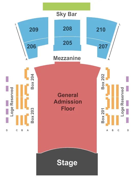 PARAMOUNT THEATRE HUNTINGTON ENDSTAGE GA FLOOR Seating Map Seating Chart