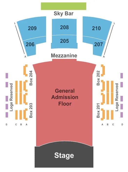 PARAMOUNT THEATRE HUNTINGTON ENDSTAGE GA FLOOR 2 Seating Map Seating Chart