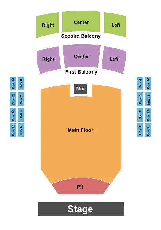 PEORIA CIVIC CENTER THEATER ENDSTAGE 2 Seating Map Seating Chart