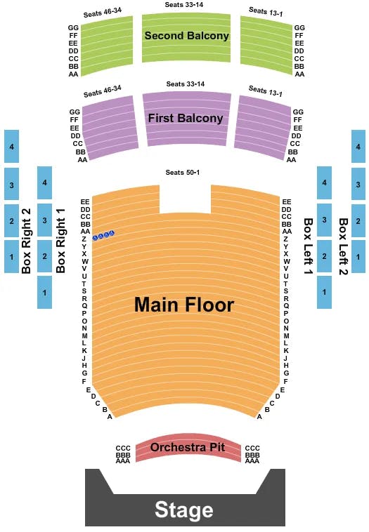 PEORIA CIVIC CENTER THEATER END STAGE Seating Map Seating Chart
