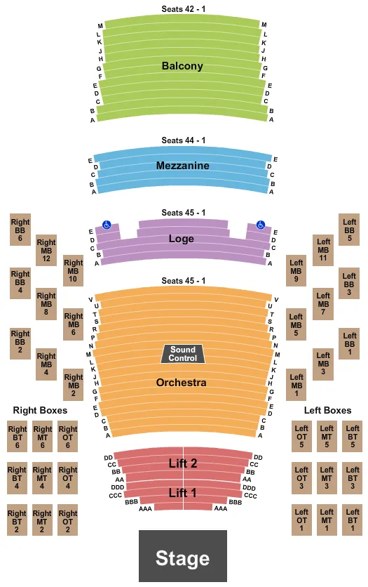  ENDSTAGE R L BOXES Seating Map Seating Chart
