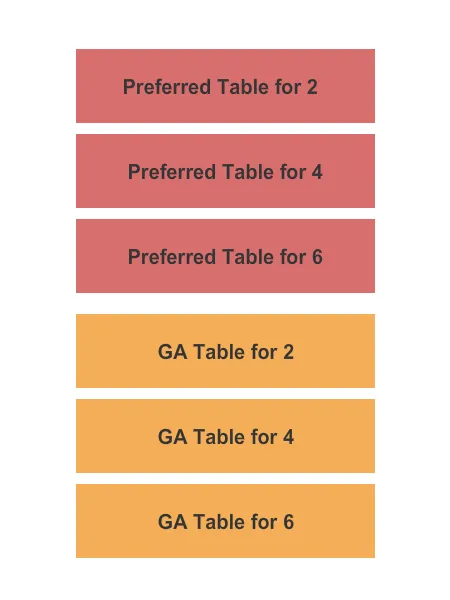 HILARITIES 4TH STREET THEATRE AT PICKWICK FROLIC GA PREFERRED TABLES Seating Map Seating Chart