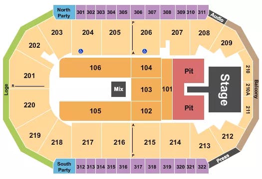  ENDSTAGE PIT 2 Seating Map Seating Chart