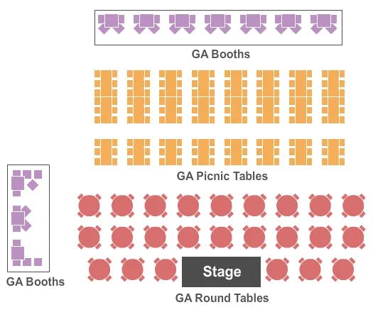 PUNCH LINE COMEDY CLUB PHILADELPHIA GA TABLES GA BOOTHS Seating Map Seating Chart